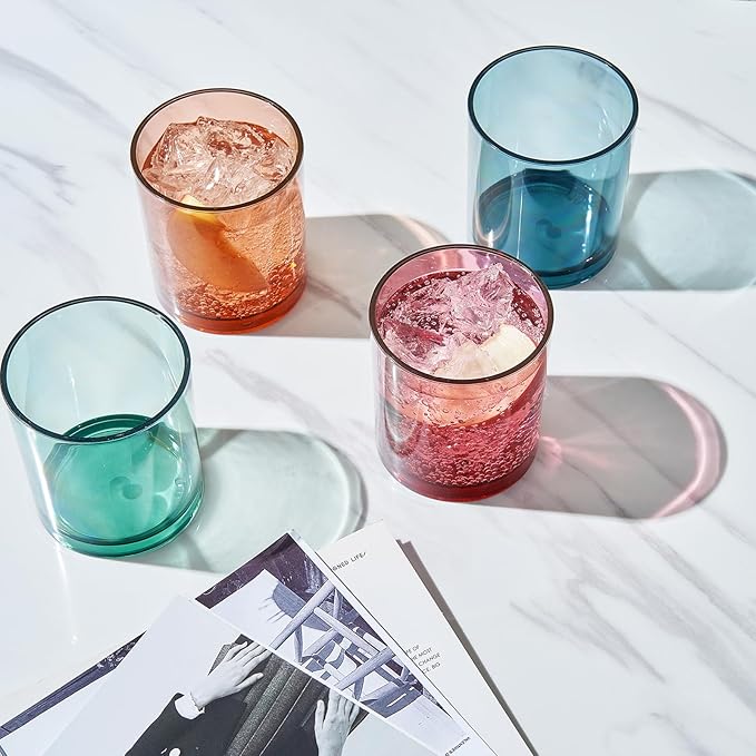 Khen Classic Plastic Reusable Tumbler Drinking Glasses Jewel Muted Colors 13oz - Image 4