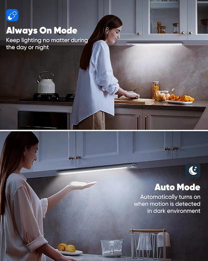 2-Pack Under Cabinet Lighting, Upgraded 3200mAh Rechargeable Under Cabinet - Image 7