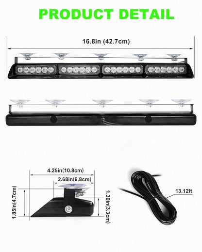 HLauto 6Z4J Emergency Dash Strobe Lights: 2x16.8 inch Green Safety Lights - Image 7