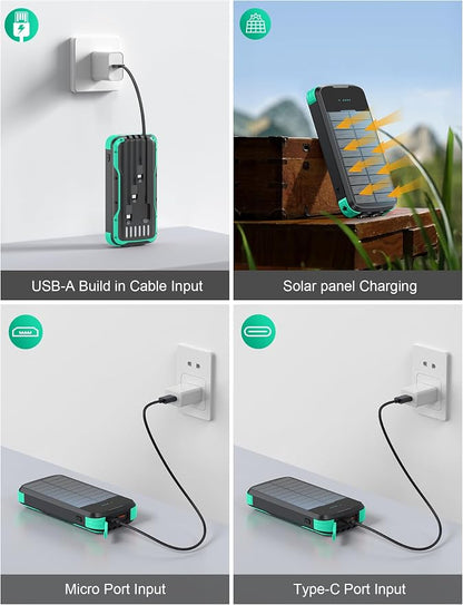 Solar Charger Power Bank, PD 20W Fast Charging External Batter, 40000mAh - Image 5