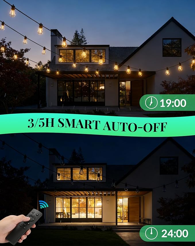 Outdoor String Lights LED Patio-Light - 50Ft Outside Waterproof Dimmable Porch - Image 5
