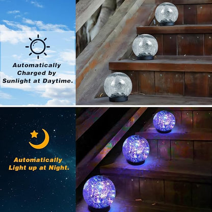SyouHome Solar Garden Lights Outdoor Waterproof, 6 Pack Cracked Glass Ball Light - Image 2