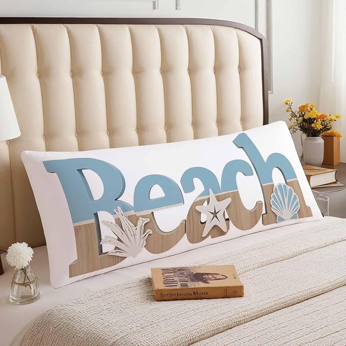 Beach Body Pillow Cover, Decorative Body Pillow Covers Ocean Starfish Seashells - Image 3