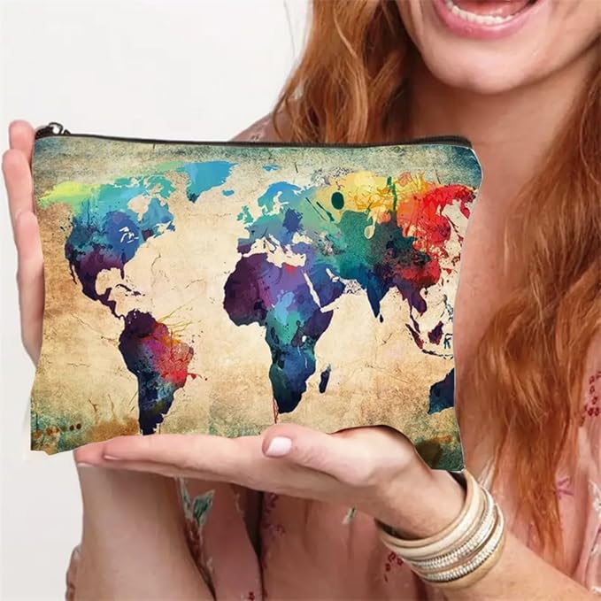 Trendy World Map Canvas Pouch - Image 3