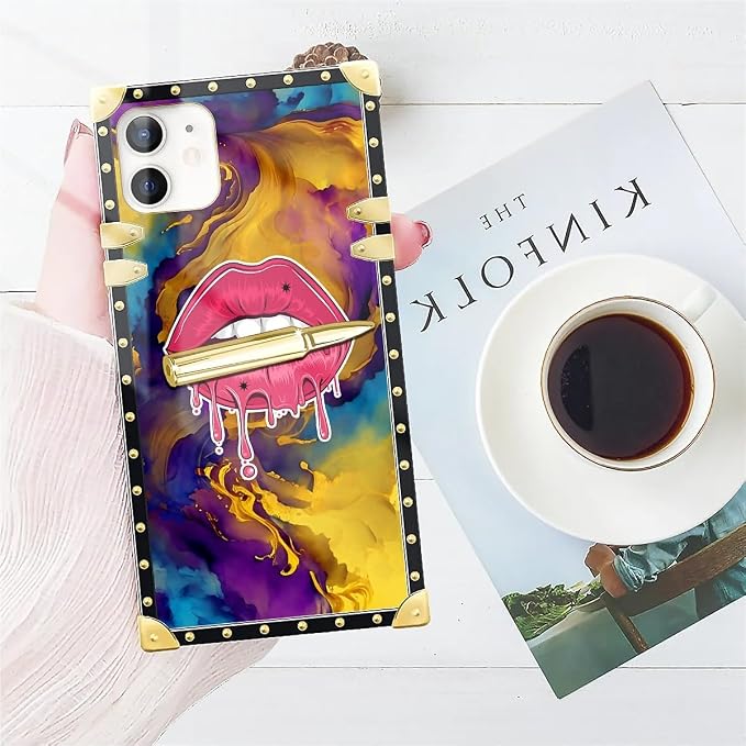 Compatible with iPhone 11 Case, Cool Corlorful Lip Marble Luxury Golden - Image 7