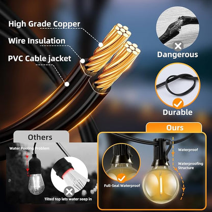50FT Solar Lights Outdoor Waterproof: G40 15M Shatterproof Bulbs Patio Lights - Image 8
