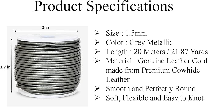 GENIQUE Real/Genuine Round Leather String Cord - Image 3