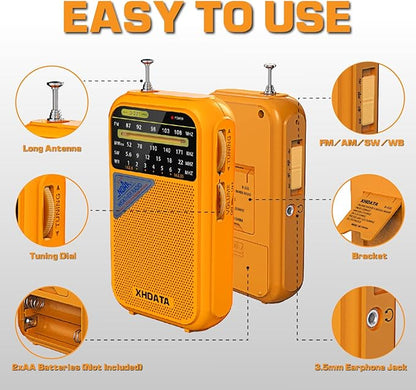 XHDATA D221 NOAA Weather Radio Portable AM FM Shortwave Radio Receiver - Image 5