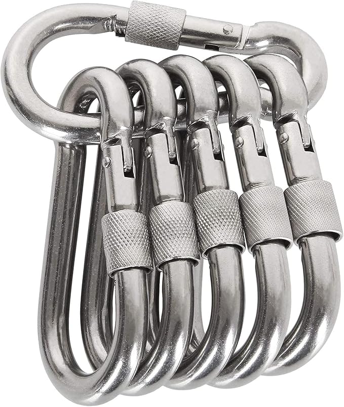 Locking Carabiner Clips, Stainless Steel Spring Snap Hook Locking Carabiner by Acquwistach
