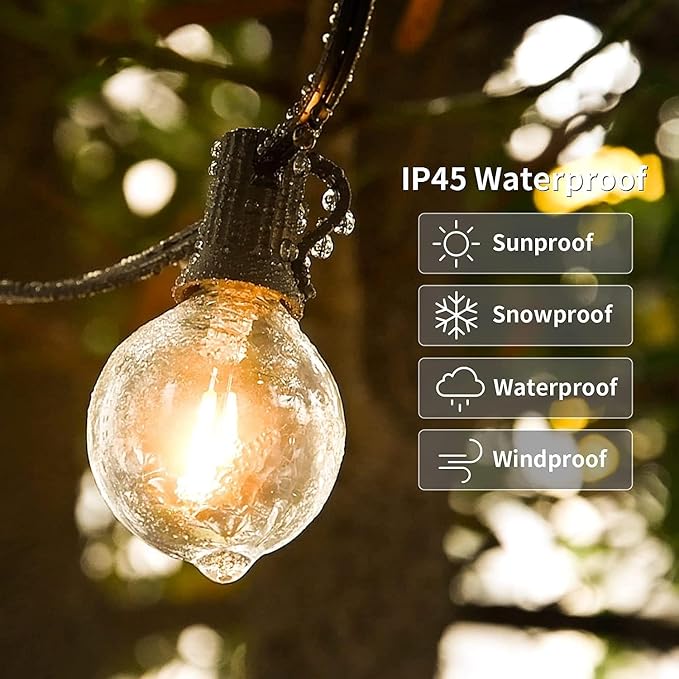 150ft Outdoor String Lights Waterproof/Connectable/Dimmable LED Shatterproof - Image 4