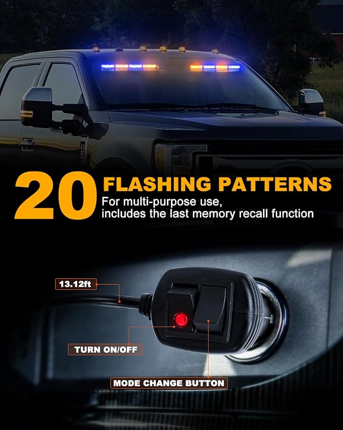 HLauto 6Z4J Emergency Dash Strobe Lights: 2x16.8 inch Blue Amber Safety Lights - Image 4