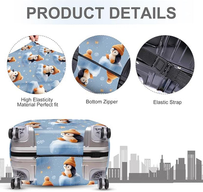 ANNA QUEEN Winter Penguin Luggage Cover, Cute Penguin on Ice Pattern Suitcase - Image 4