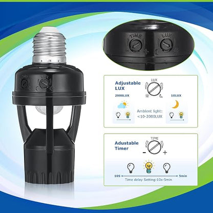 Hortsun 3 Pcs Motion Sensor Light Socket Smart Screw in Light Bulb Outlet - Image 5