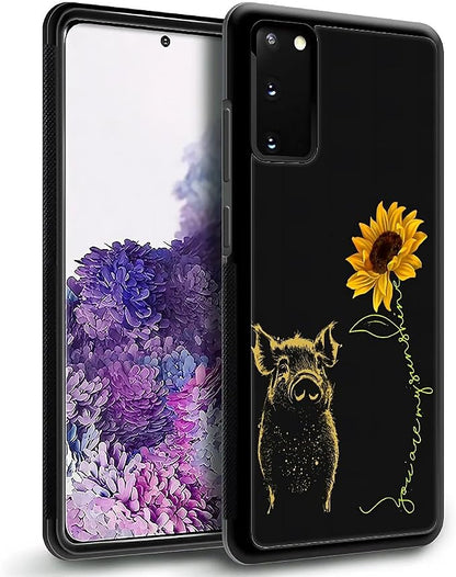 for Samsung Galaxy S20 Case, Pig Sunflower Yellow Sunshine Pattern Graphic - Image 4