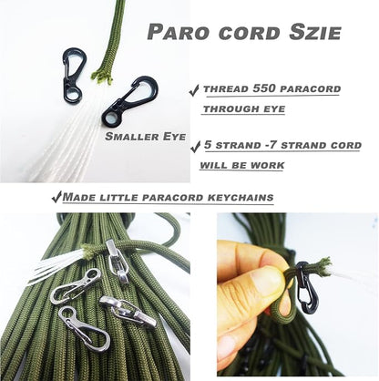 Mini Carabiner Clips with Metal Spring Wiregate Hook and Little Eye Hole - Image 3