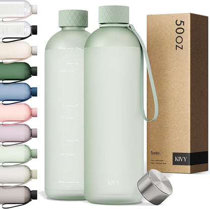 KIVY Large Water Bottle 50oz Fits Backpack & Cupholder by KIVY