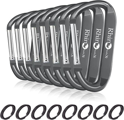 Rhino Produxs 8PCS of Lightweight Duty Snap Carabiner Clips, D Ring Shape by Rhino+Produxs