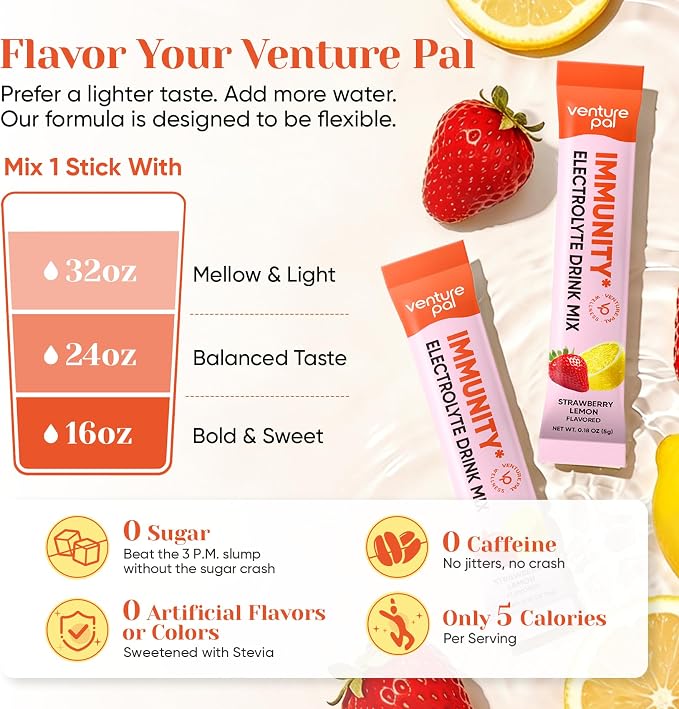Venture Pal 2-in-1 Hydration + Immune Electrolytes Powder Packets - Image 7
