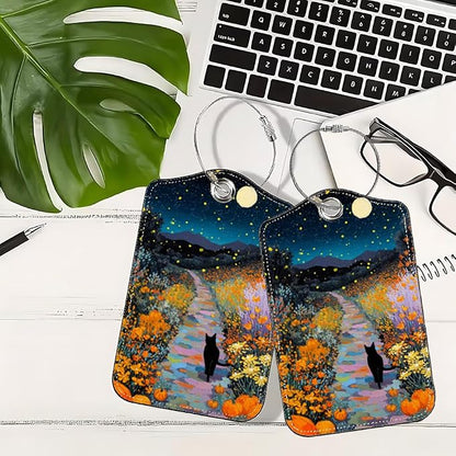 2Pcs Black Cat Pumpkin Luggage Tags, 2.83x4.53 Halloween Suitcase ID Labels - Image 5