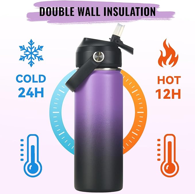 Fijinhom 18oz Insulated Stainless Steel Water Bottle, Wide Mouth Double Wall - Image 6
