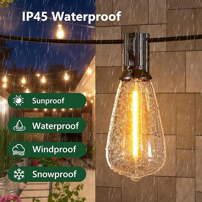 100FT Outdoor String Lights, Waterproof Patio Lights - Image 2