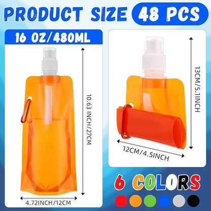 Teenyyou 48 Pack Collapsible Water Bottles Bulk 16oz Foldable Water Bottles - Image 2