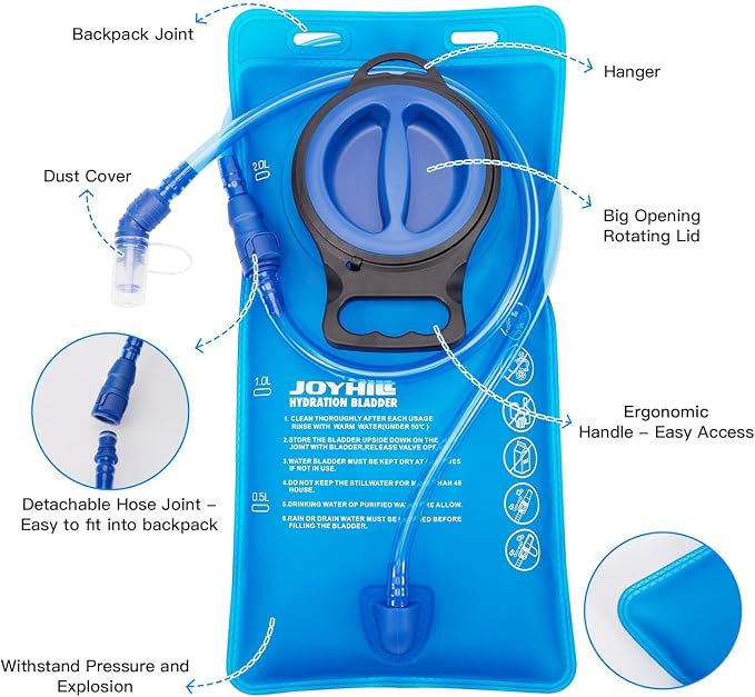 JOYHILL TPU Hydration Bladder, 1.5L 2L 3L Water Bladder - Image 2