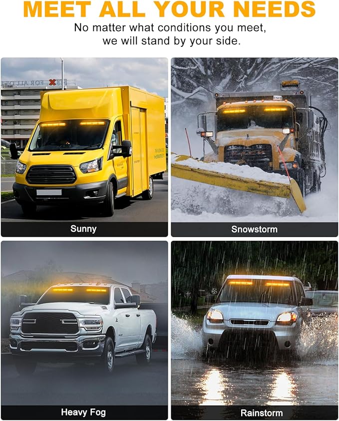 HLauto 6Z4J Emergency Dash Strobe Lights: 2x16.8 inch Amber Safety Lights - Image 6