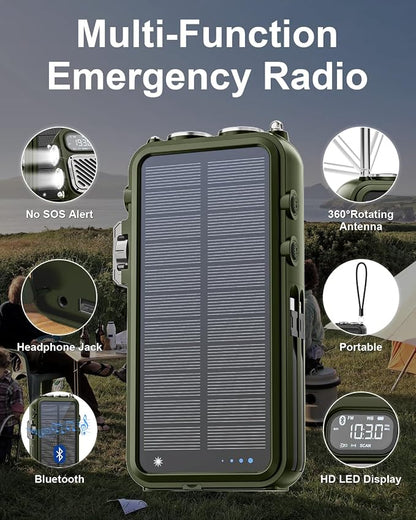 Emergency Radio&22000mAh Solar Power Bank, FM NOAA Weather Radio, Portable Hand - Image 9