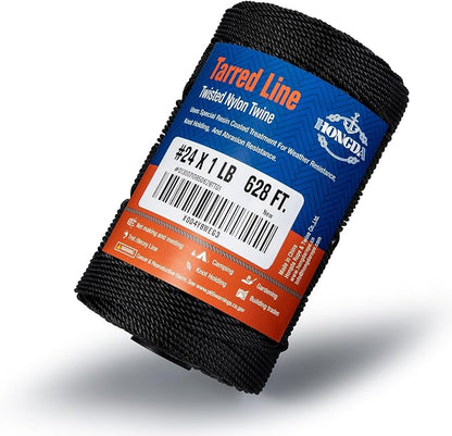 HONGDA Tarred Bank Line Twine, 628 Feet Nylon Twine #24 Bank Line-Black Nylon - Image 4