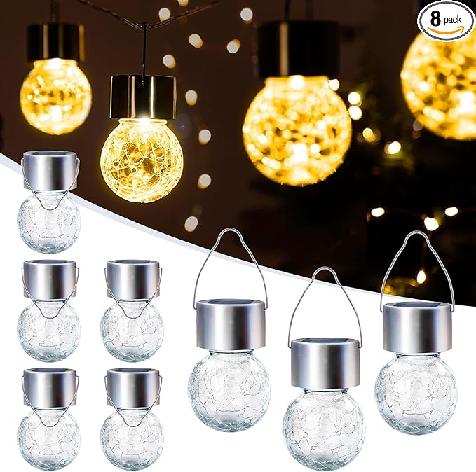 GIGALUMI Solar Lights Outdoor Waterproof, 8 Pack Solar Hanging Lights Garden by GIGALUMI