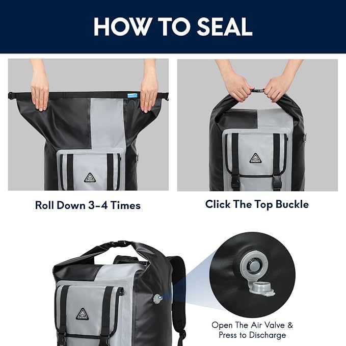 Haimont Waterproof Backpack Roll Top Dry Bag Kayak Dry Backpack IPX7 - Image 4
