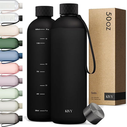 KIVY Large Water Bottle 50oz Fits Backpack & Cupholder by KIVY
