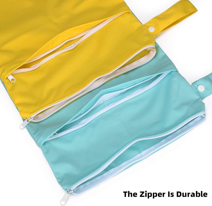 Waterproof Wet Dry Bags with Two Pockets 2-Pack Cloth Diaper Travel Organizer - Image 3