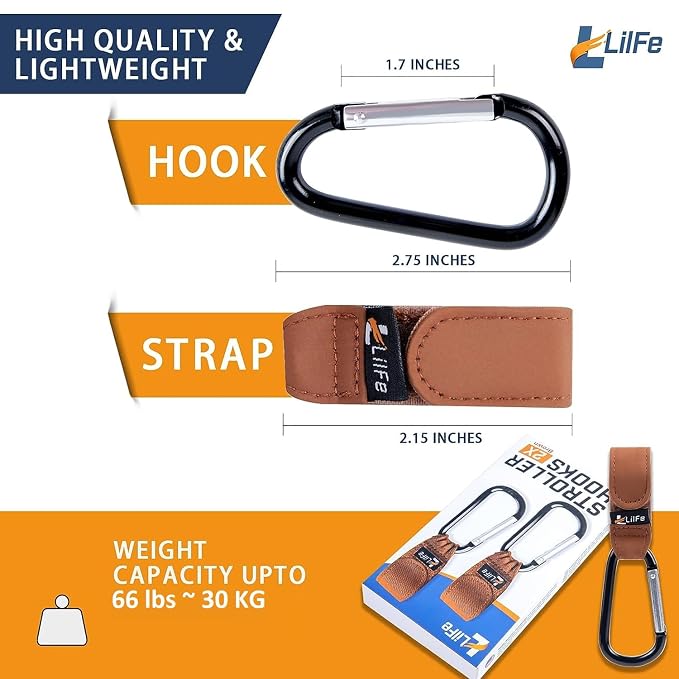 2 Pcs Brown Baby Stroller Hooks - Image 3