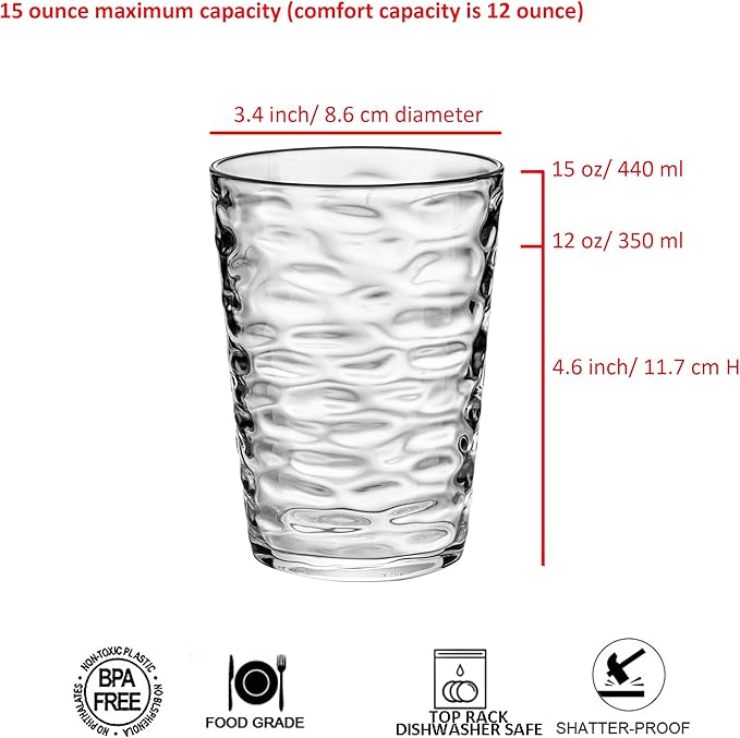 14-ounce Plastic Tumblers, Acrylic Drinking Glasses, Shatter-Proof, - Image 2