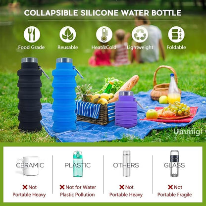 Collapsible Water Bottles，17oz Large capacity Silicone Water Bottle - Image 3