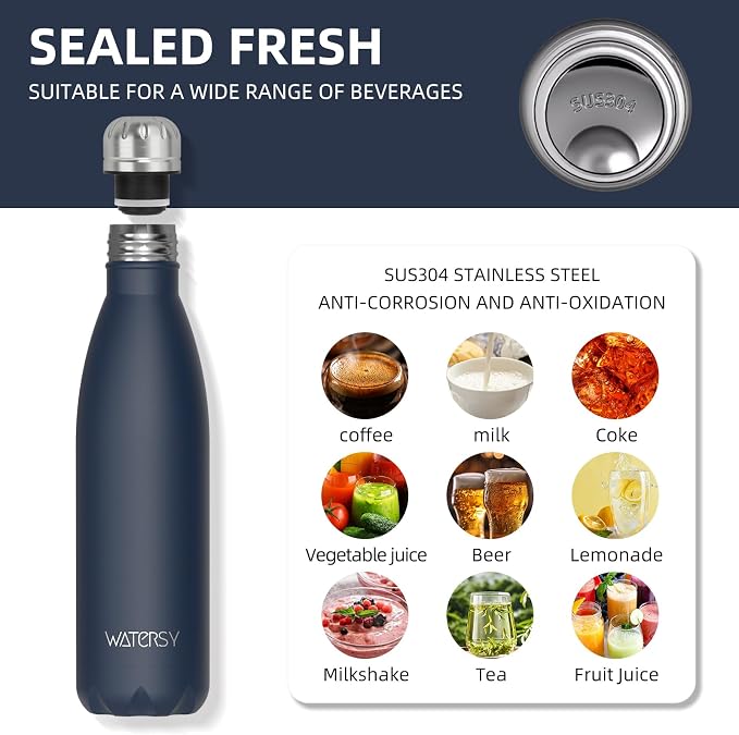 WATERSY Stainless Steel water bottles, 17oz/500ml Insulated Water Bottles - Image 8