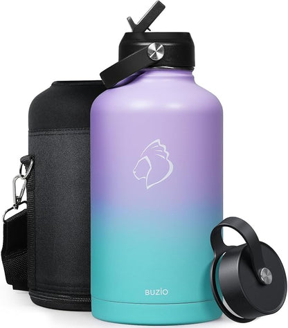 BUZIO 64oz Insulated Water Bottle Stainless Steel Double Wall Leak Proof Half - Image 8