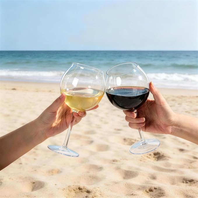 Goodluck Floating Pool Wine Glasses Set of 4, 18oz Tritan Shatterproof Stemware - Image 6
