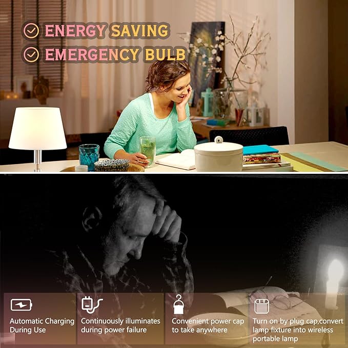 6 Pack Rechargeable Emergency Light Bulbs, Battery Powered LED Light Bulb 6000K - Image 2