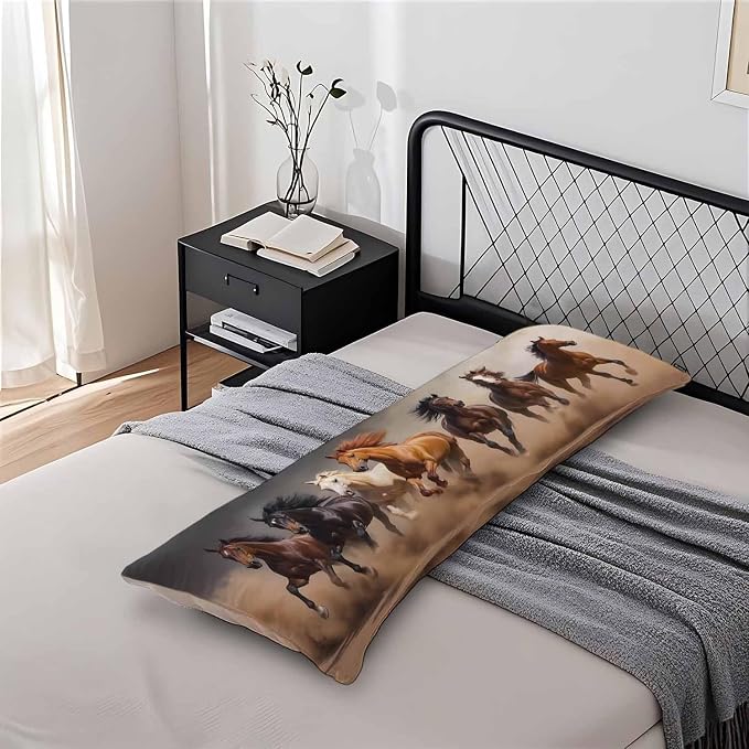 20x54 Body Pillow Cover Horse Zipper Body Pillowcase Western Stallion Horses - Image 7