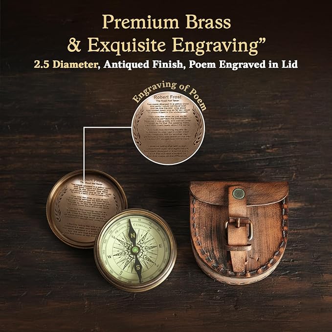 Wind & Weather Antiqued Brass Poem Compass - Image 4