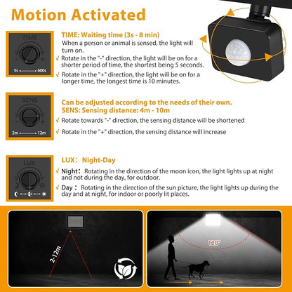 YANYCN 2 Pack 100W LED Motion Sensor Flood Light, Dusk to Dawn, IP66 Waterproof - Image 6