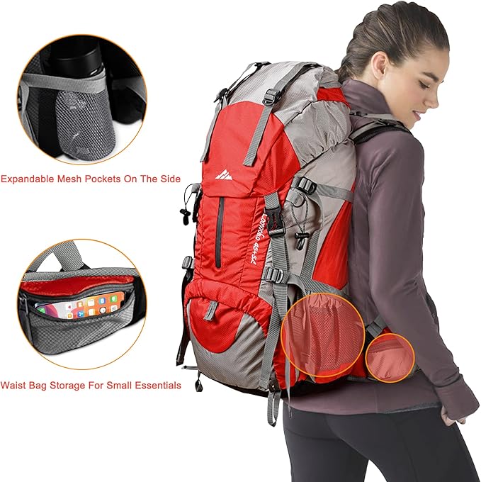 Loowoko 50L Hiking Backpack, Waterproof Camping Essentials Bag - Image 5