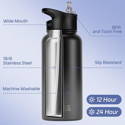 HASLE OUTFITTERS 32oz Stainless Steel Water Bottle, Vacuum Insulated Double - Image 2
