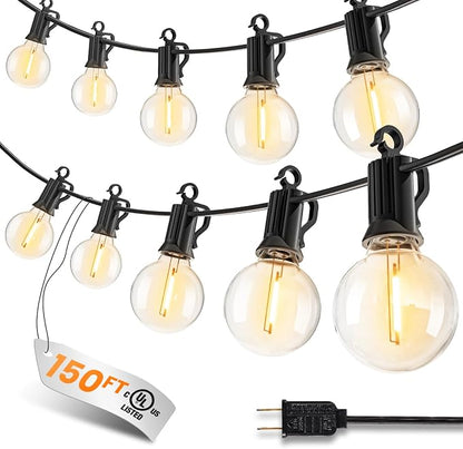 Outdoor String Patio Lights, 150FT 75 LED Patio Lights Waterproof, Connectable by SmartDawn