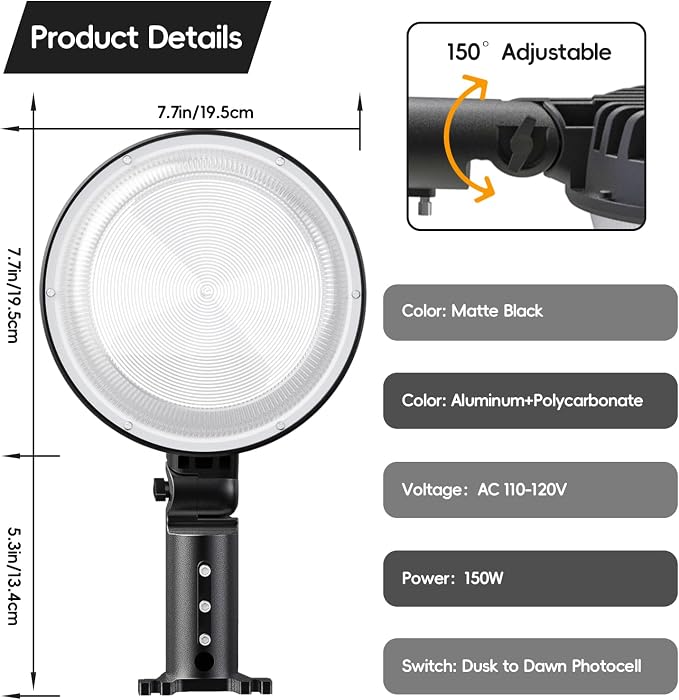 150W 20000LM LED Barn Lights Outdoor, Dusk to Dawn Outdoor Lighting - Image 8