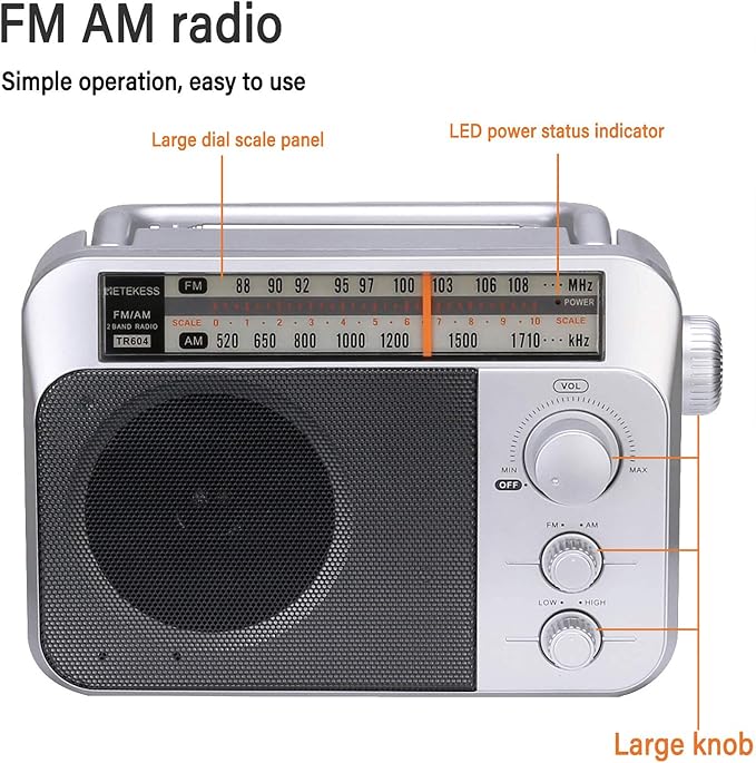Retekess TR604 AM FM Radio Portable Transistor Analog Radio - Image 7