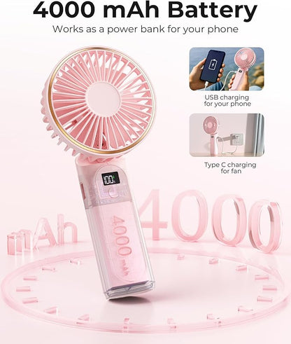 TUNISE Portable Handheld Fan, 180 Adjustable, 6 Speed Wind, USB Rechargeable - Image 4
